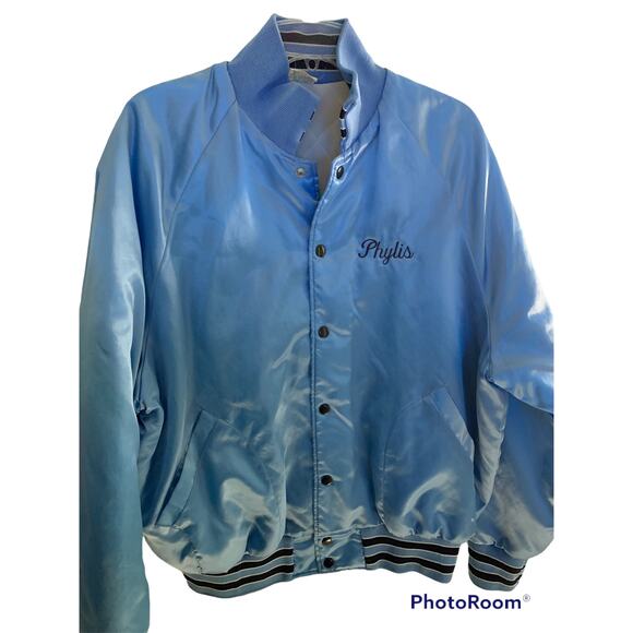 Aristo Jac 1980s Vintage Blue Unisex Windbreaker Car Theme Bomber Jacket Size XL - Picture 10 of 10